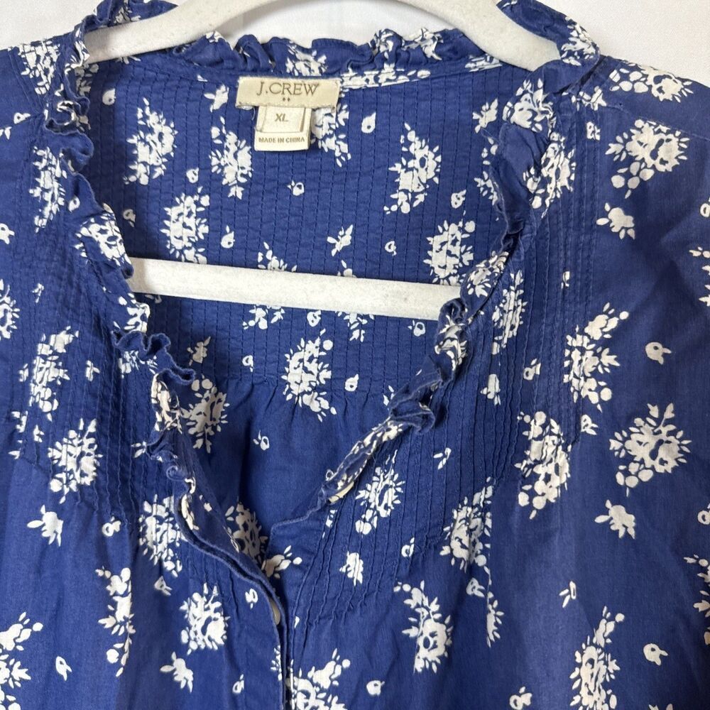 J. Crew Blue Floral Blouse Size XL Preowned - Picture 14 of 15